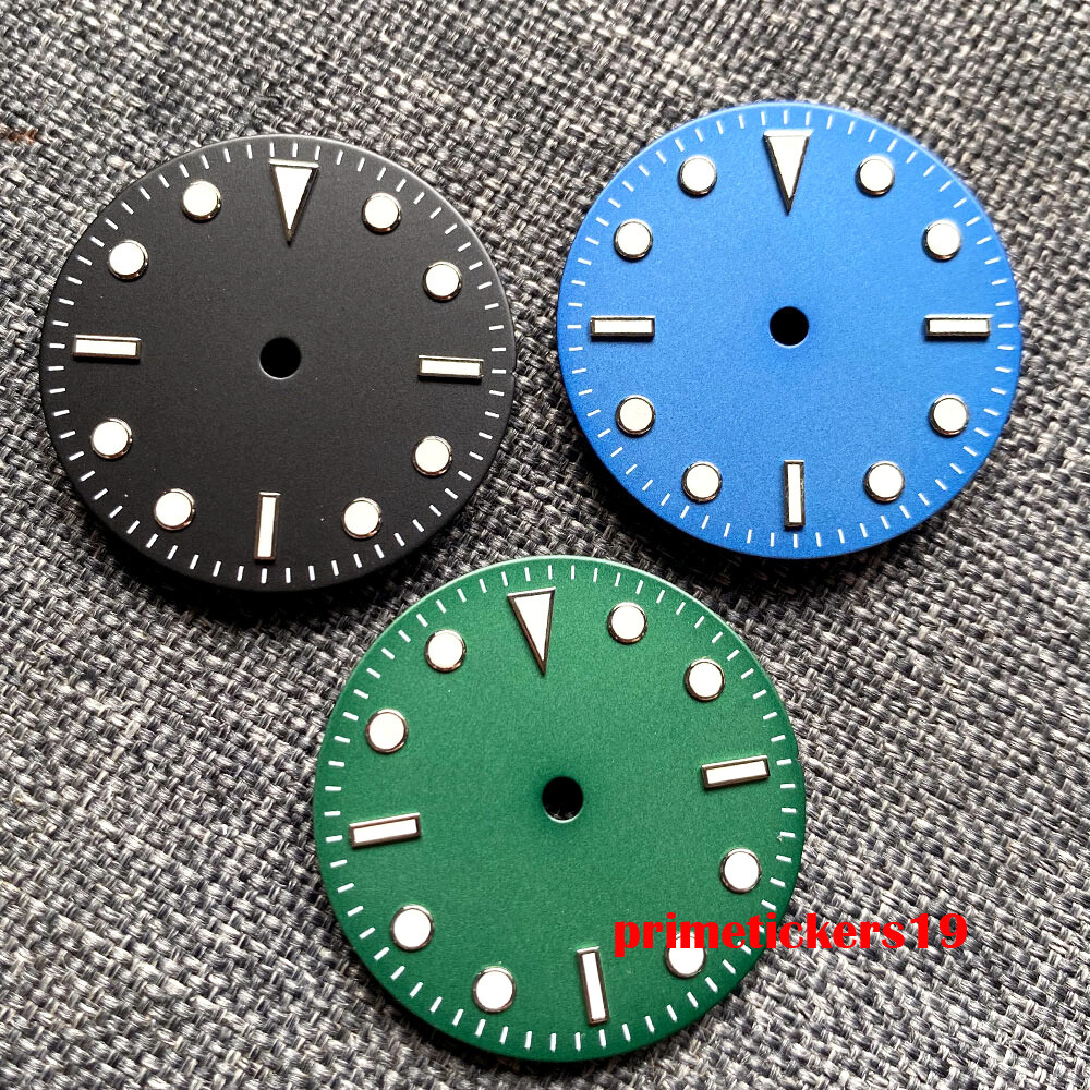 29mm Black/Blue/Green Watch Dial Hands Set Fit NH35 ETA2824 PT5000 Miyota82 Movt