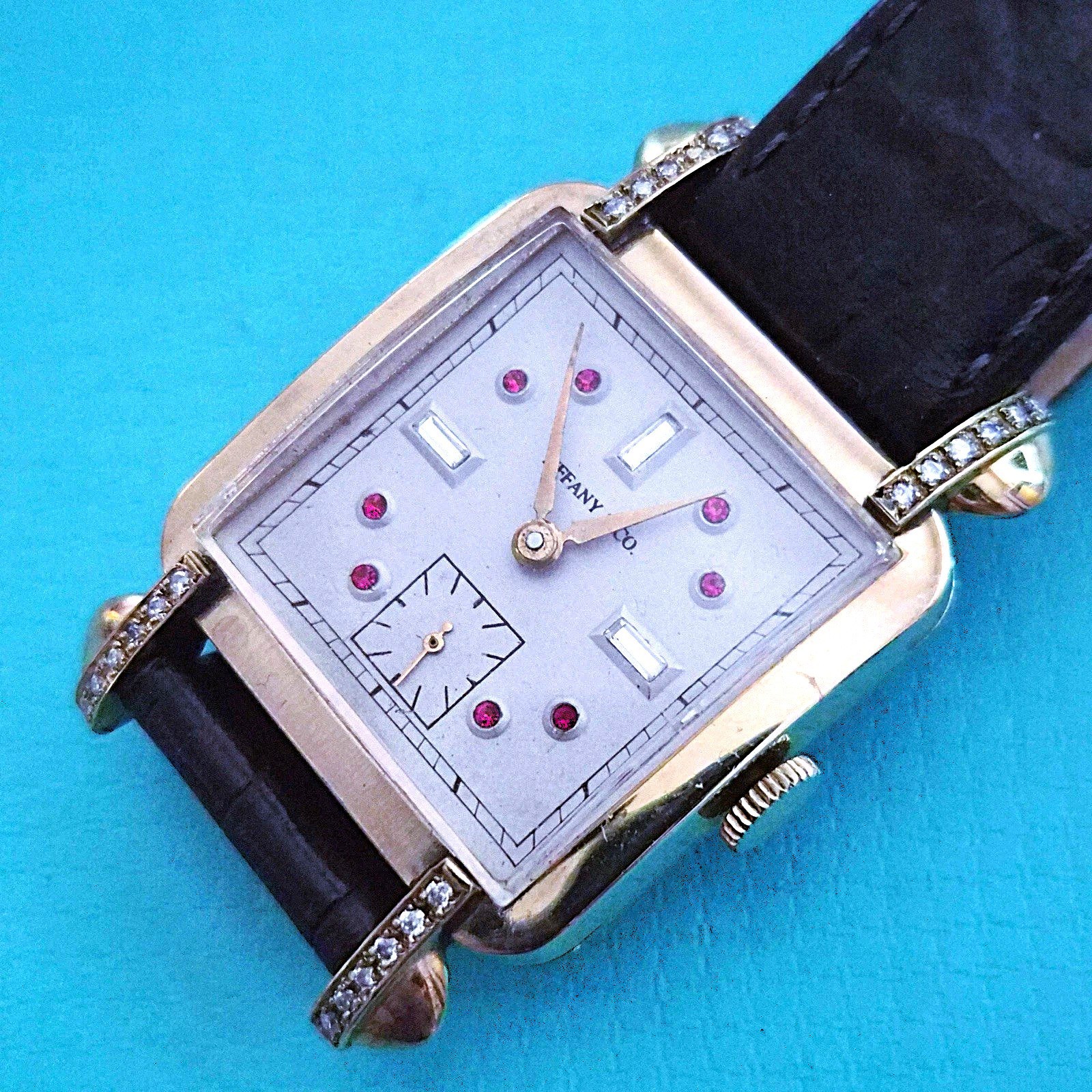 Vintage Tiffany & Co. Watch Dial and Movement Ruby Diamond Manual Winding