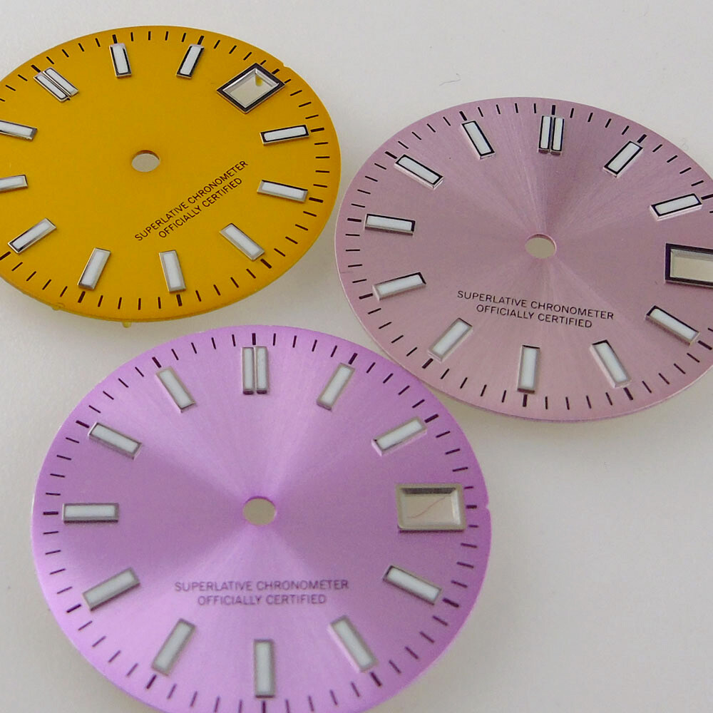 28.5mm Sterile Yellow Brown Pink Sunburst Watch Dial Fit Japan NH35 NH36