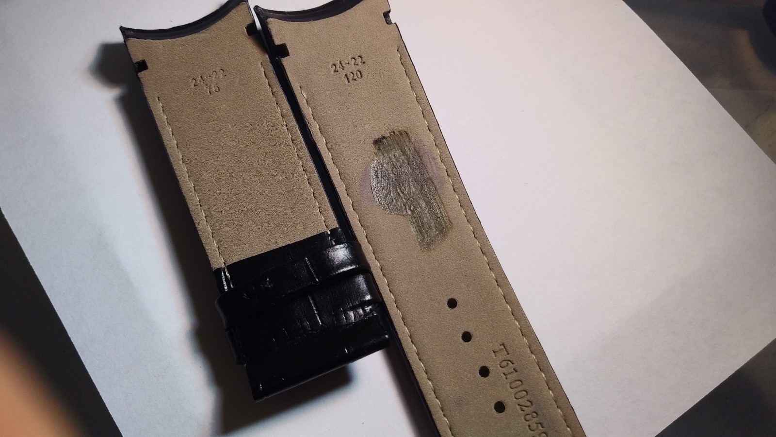 Genuine Tissot Band/Strap BLACK ALLIGATOR 1853, 120×75 length, 24/22mm curved en