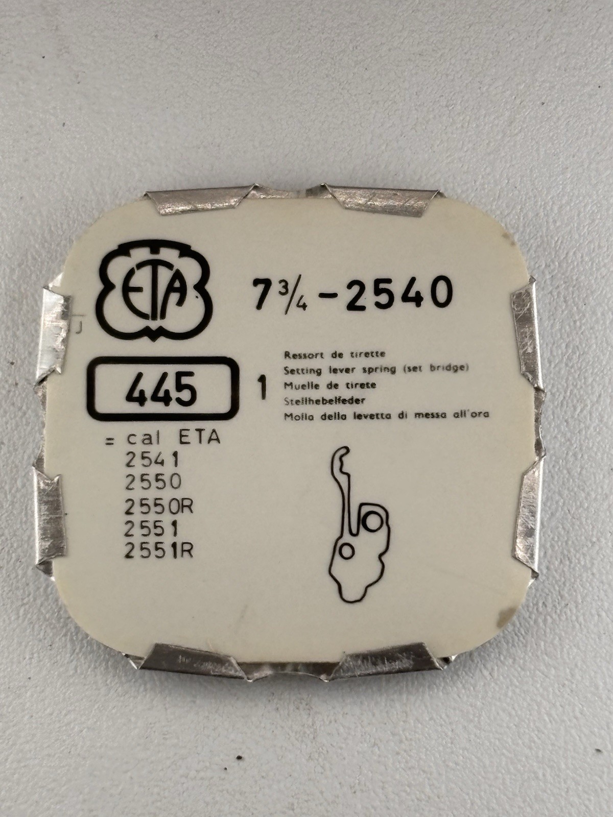 NEW ETA Cal. 2540 2550 – Setting Lever Spring (Set Bridge) – Watch Part# 445