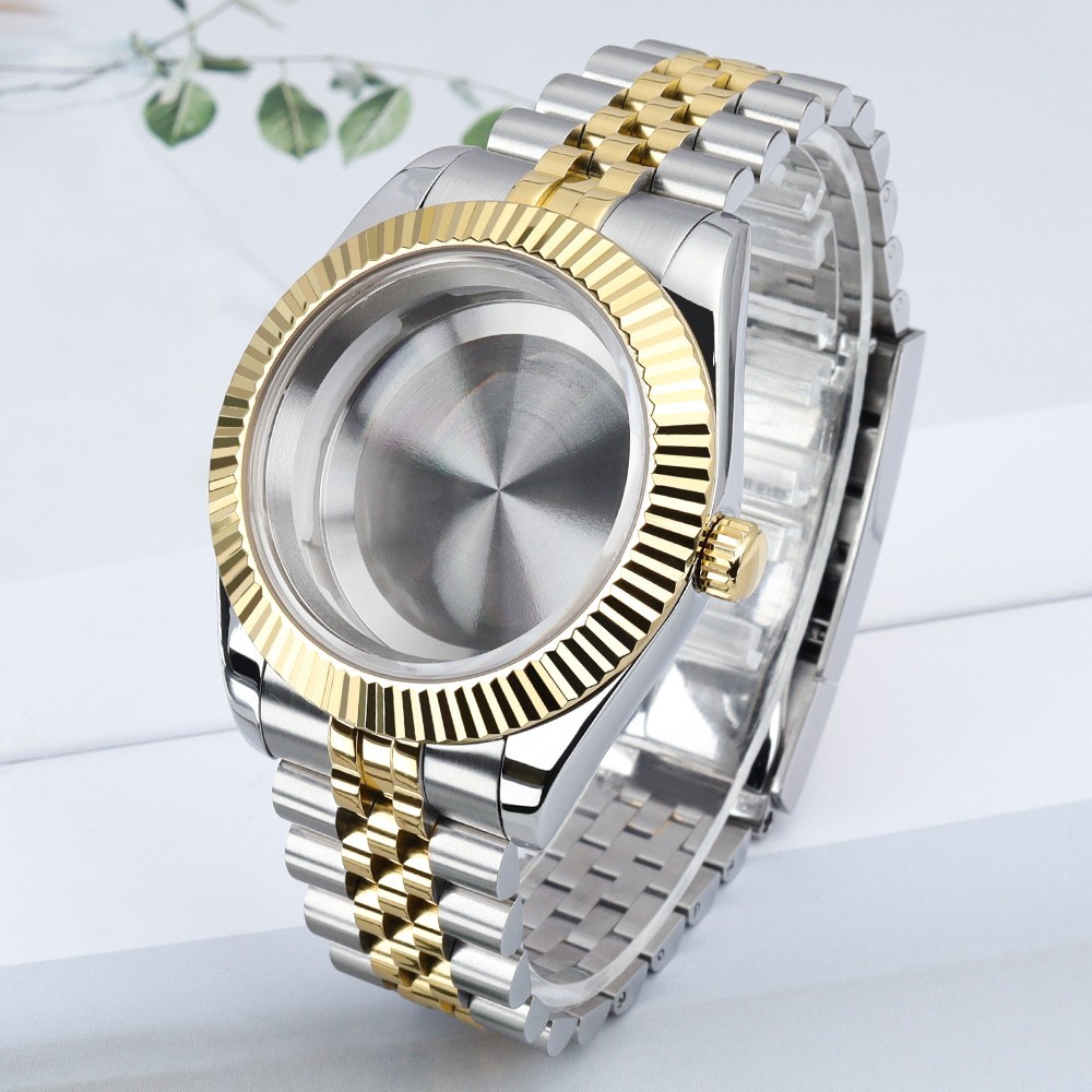 Oyster Perpetual Watch Case Bracelet STEEL Two Tone Gold For Seiko NH35 Movement