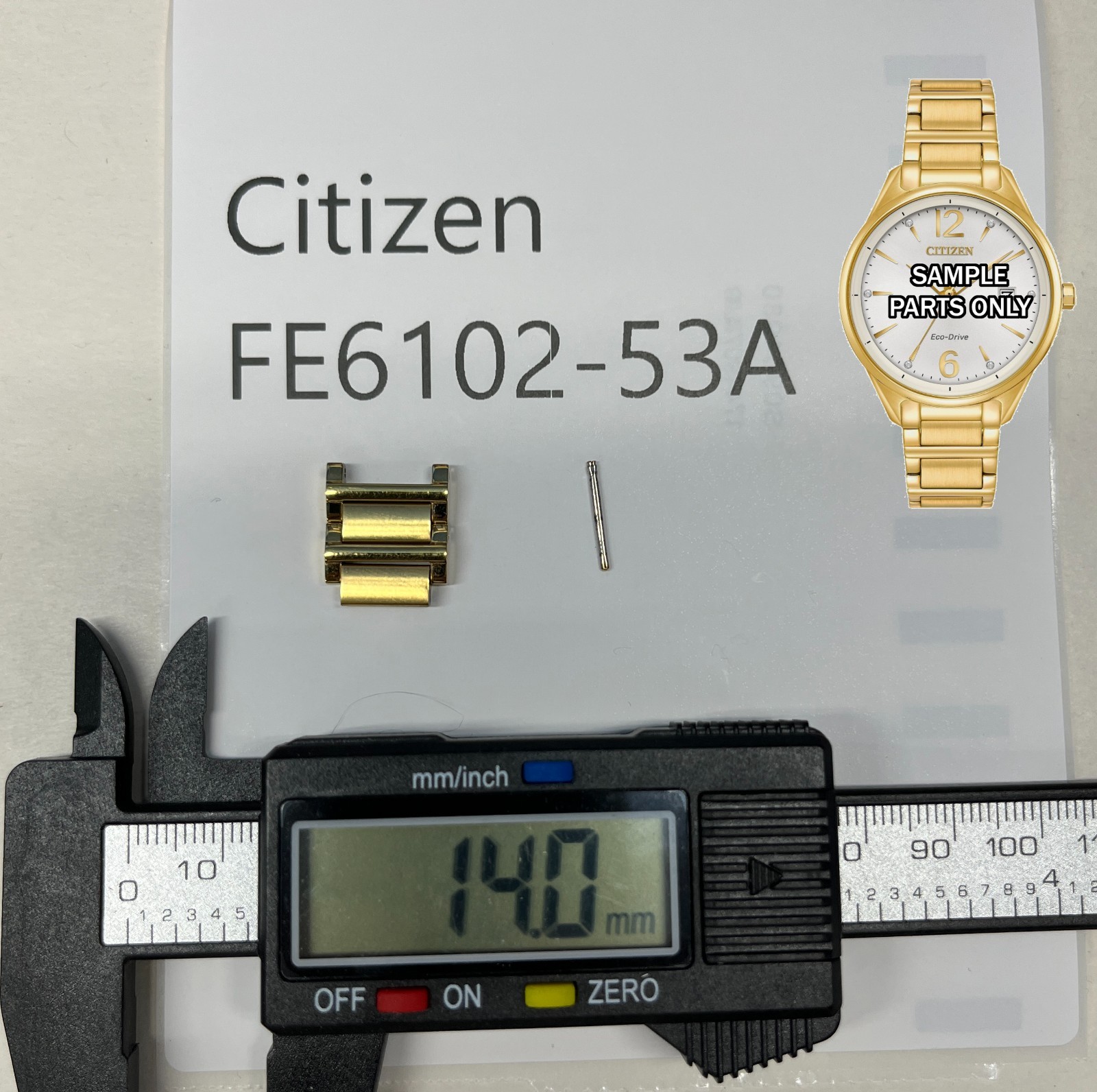 CITIZEN ECO-DRIVE FE6102-53A x2 Full Link w Pin 14mm Replacement Part