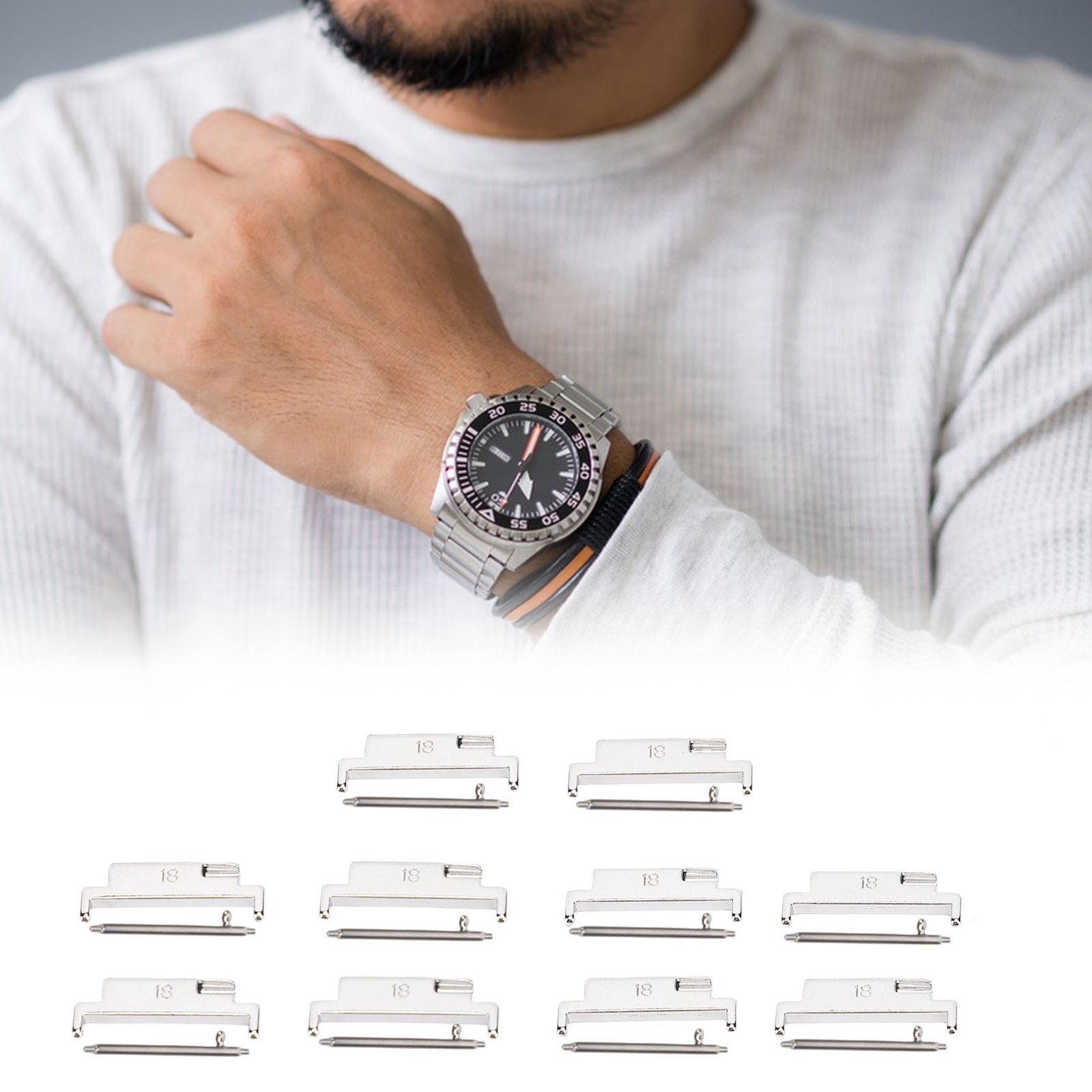 5 Pair Metal Watch Band Adapter Set For 18-22mm Watch Band Adapter