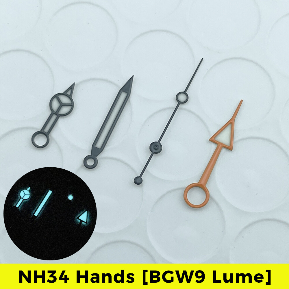 NH34A Watch Hands NH34 BGW9 Lume SKX SSK MOD 24 Hours Black Blue Benz GMT