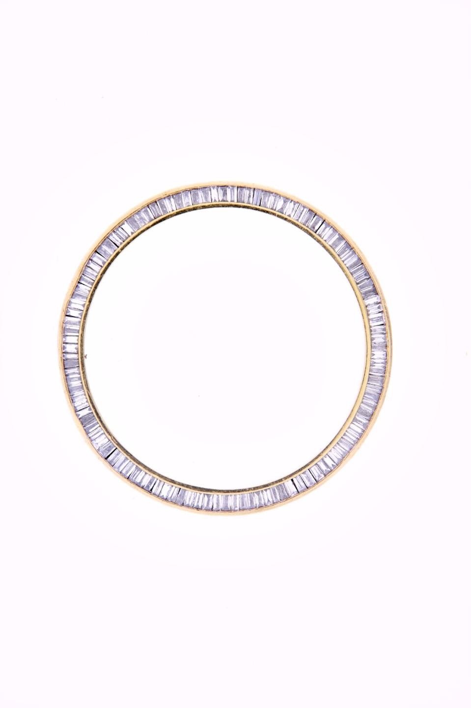 Diamond Bezel in Gold – Baguette Cut – Fits Rolex Datejust 31mm (Midsize)