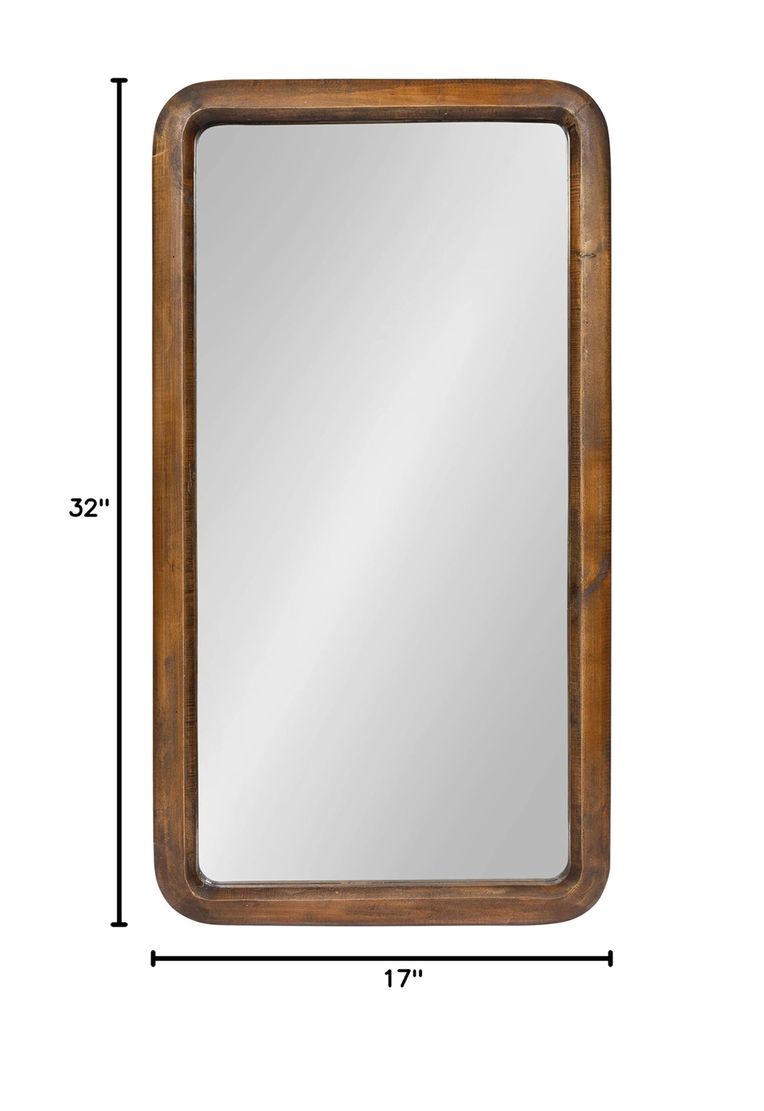 Kate and Laurel Pao Modern Rounded Rectangular Wall Mirror, 17 x 32, Walnut, …