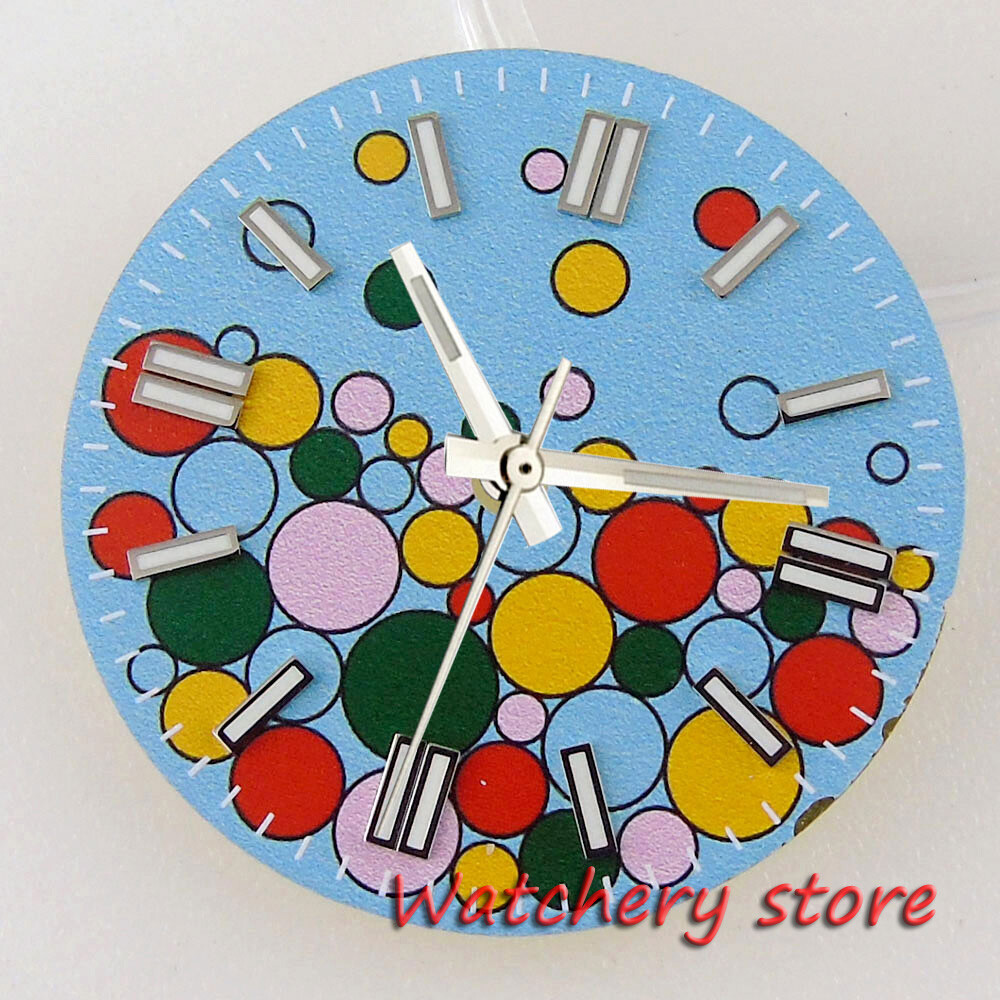 29MM Green Luminous Blue Puzzle pattern Watch Dial Muti-Color Fit NH35A NH36
