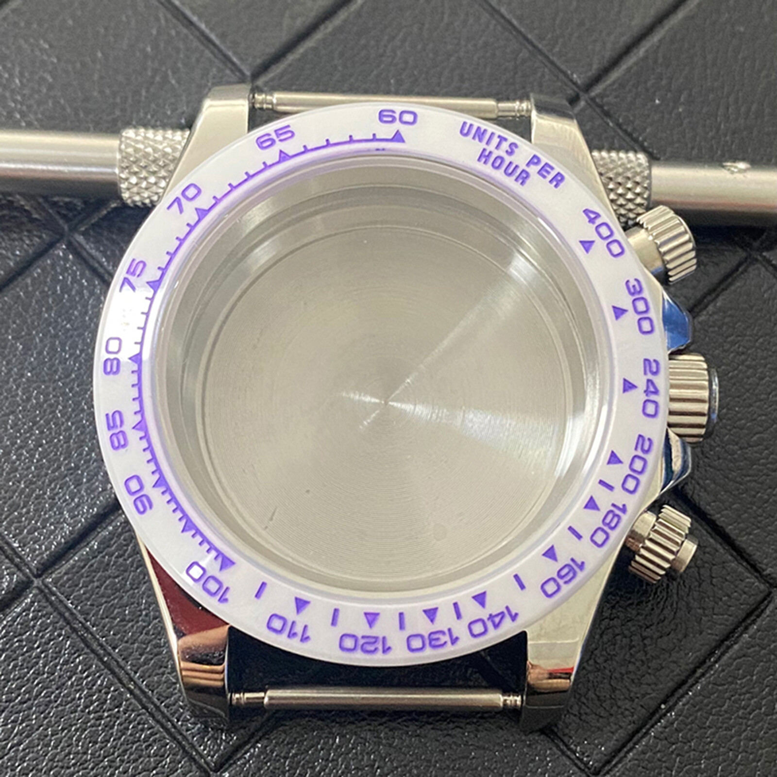 39MM Stainless Steel Ceramic Bezel Watch Case Strap for VK63 Quartz Movement