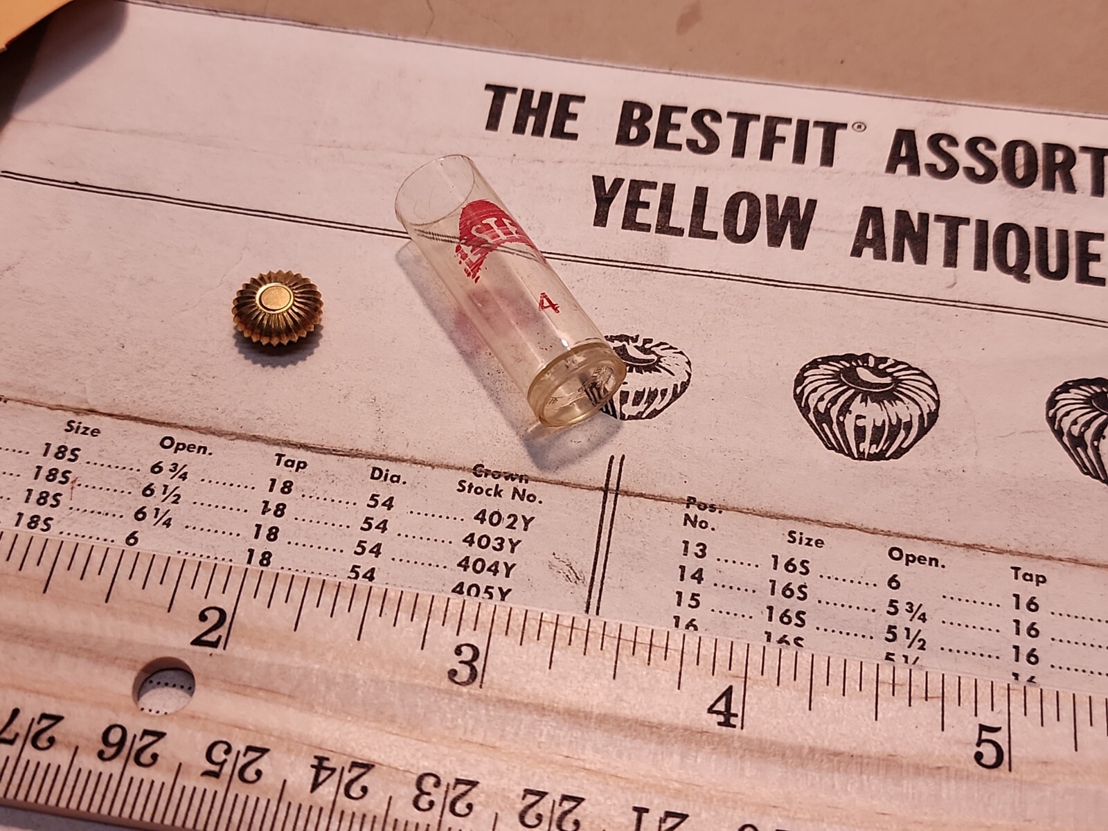 NOS Bestfit 18 Size Yellow Pocket Watch Crown P/N 405Y