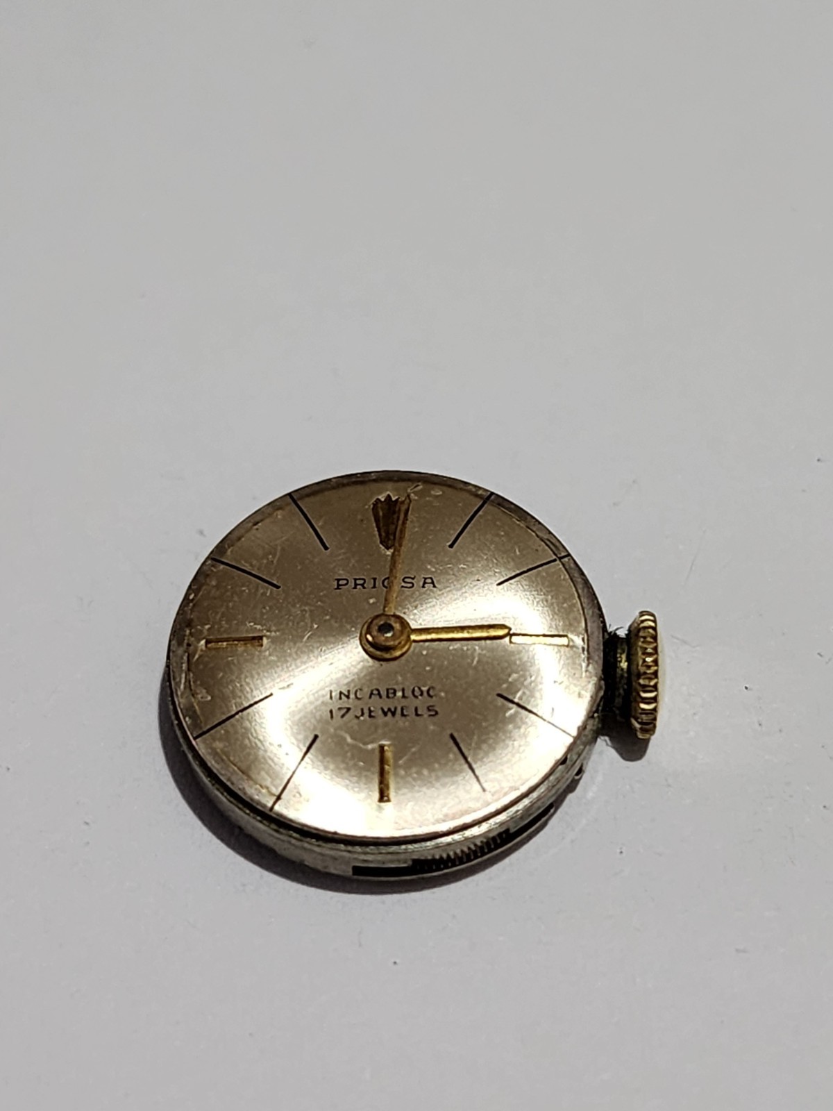 Vintage PRIOSA ETA2410 watch movt ladies, 17 Jewels, Hr-Min Hands, Crown, NICE