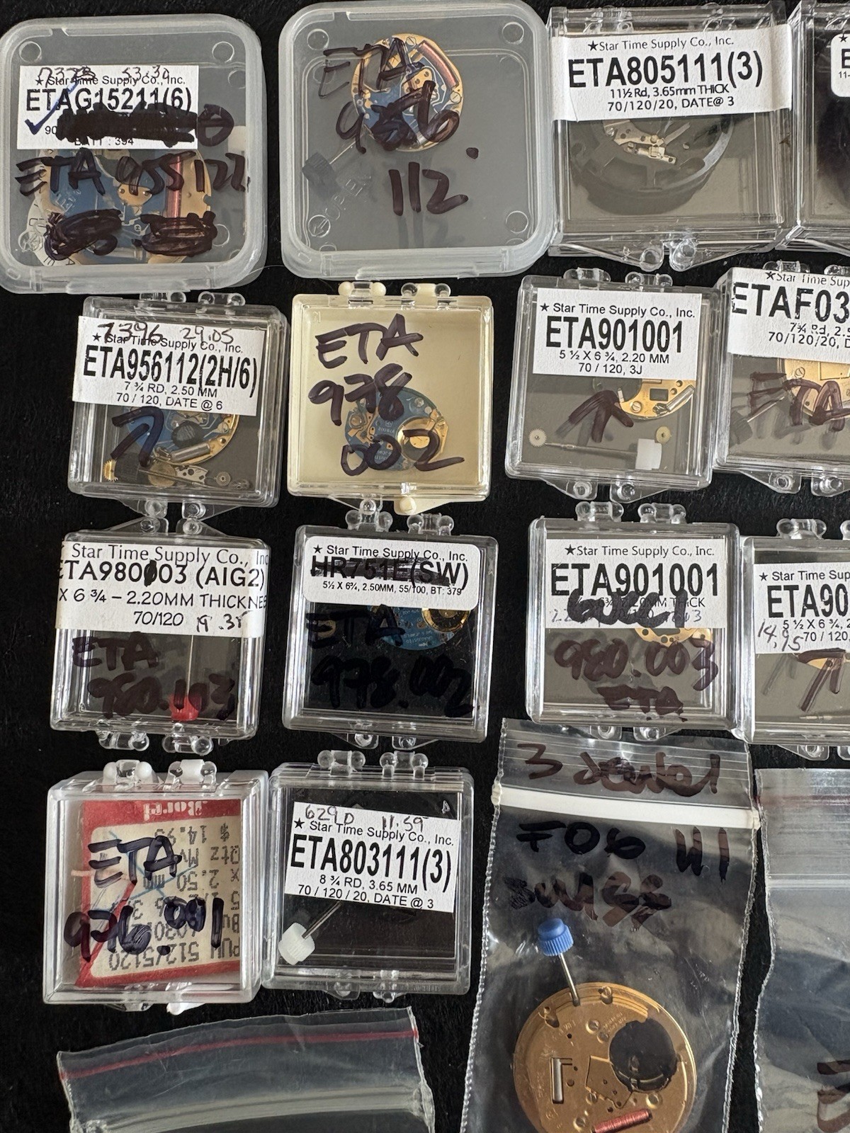 Bulk Lot 29 Vintage Swiss ETA Quartz Watch Movements Parts Repair Hobbyist Pack
