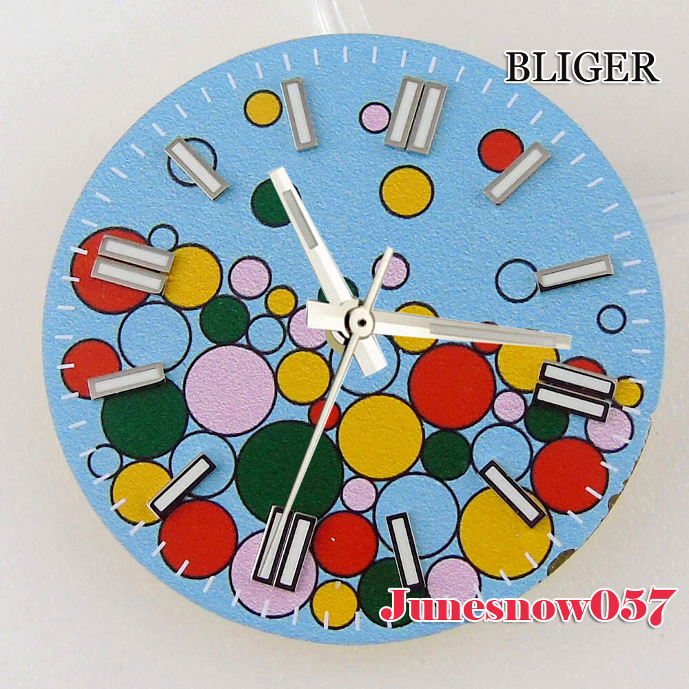 Bliger 29MM Colorful Puzzle Watch Men Dial Lume For NH35 NH34 SKX MIYOTA ETA2824
