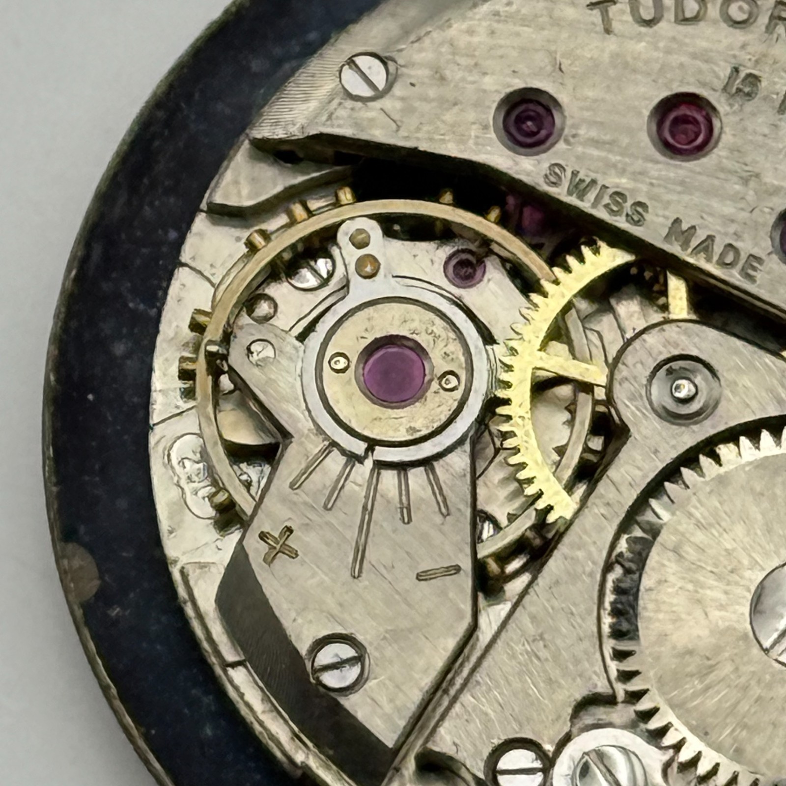 Tudor Watch Movement Running FEF 290 Rolex Crown For Parts / Restoration 23.6mm
