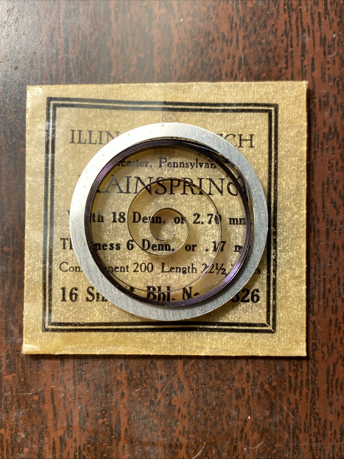 Illinois mainspring 16s M. Bbl. No. 47326 Railroad Grade NOS