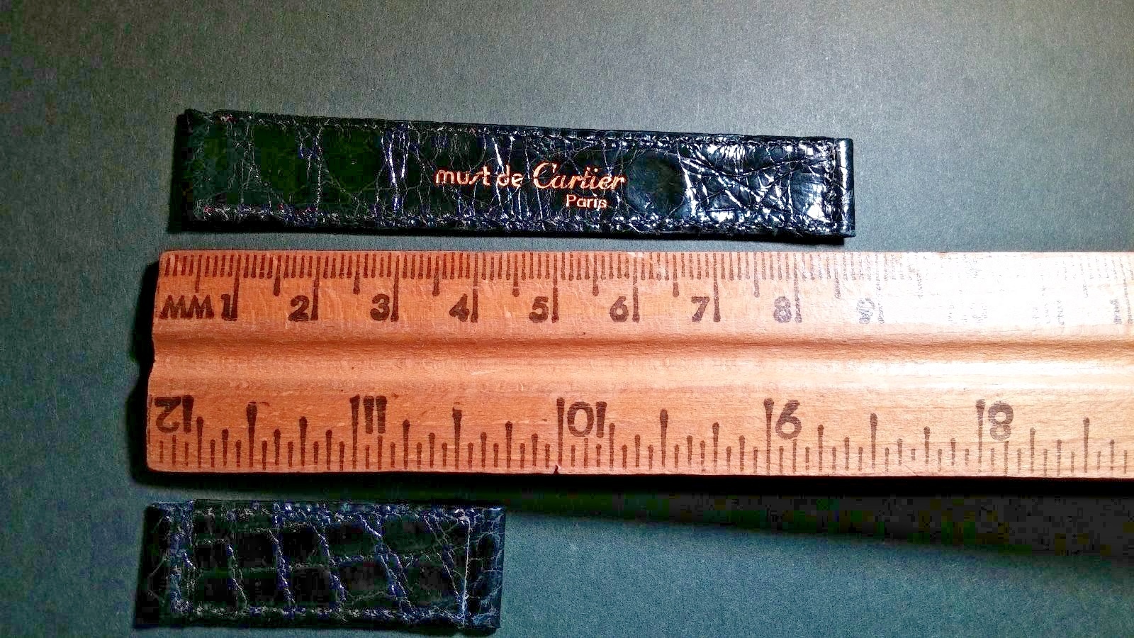 Original Must de Cartier Band 15x14mm SHINY BLACK Crocodile for watch repair