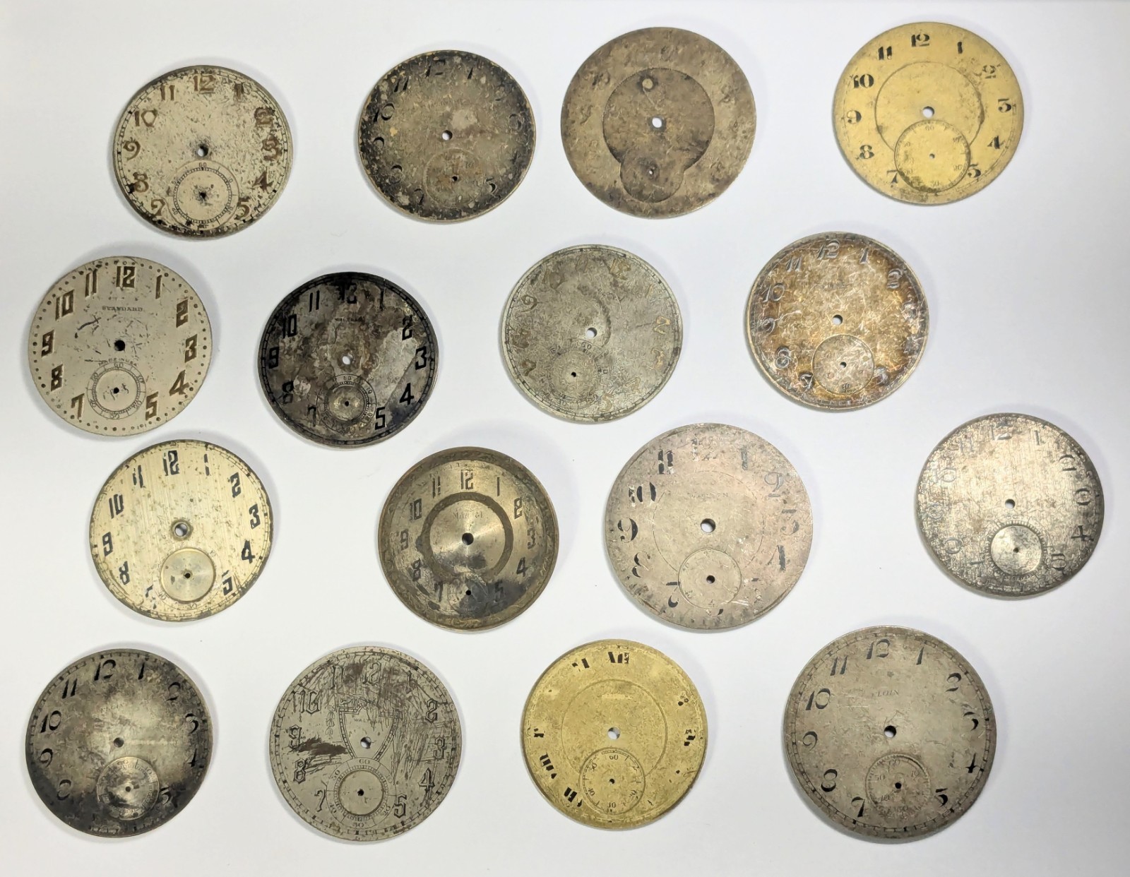 Vintage Watchmakers Estate Elgin & Waltham Pocket Watch Metal Dials Lot