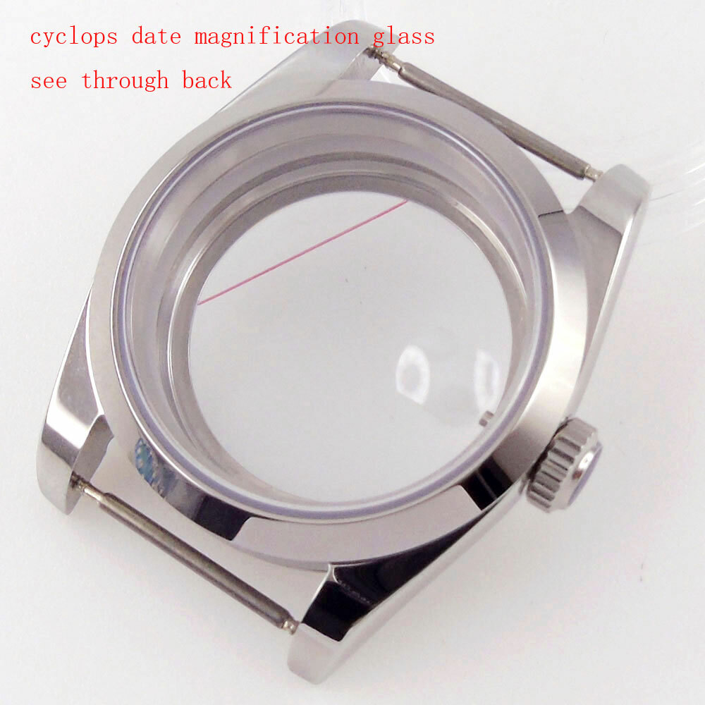 Bliger 36mm/39mm Silver watch case sapphire glass for NH35 NH36 MIYOTA 8215 821A