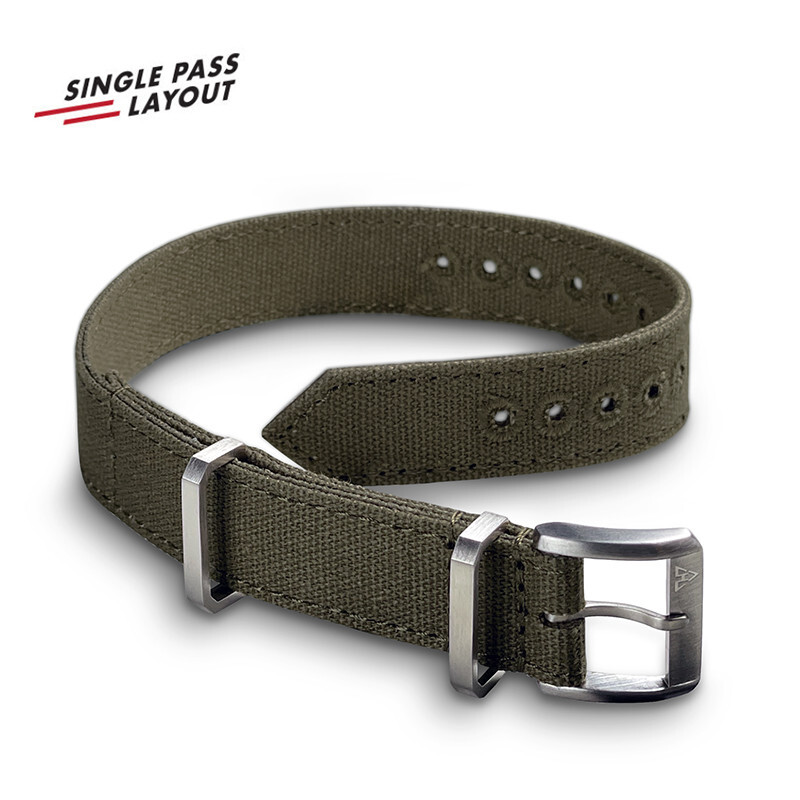 16mm Vintage Military Olive Drab Canvas Watch Strap OD#7 WWII A-11 A11 Hack