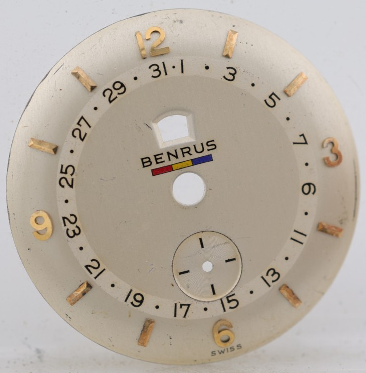 BENRUS DAY / DATE POINTER MID-CENTURY MODERN NOS WRIST WATCH DIAL 28.44mm (OA)