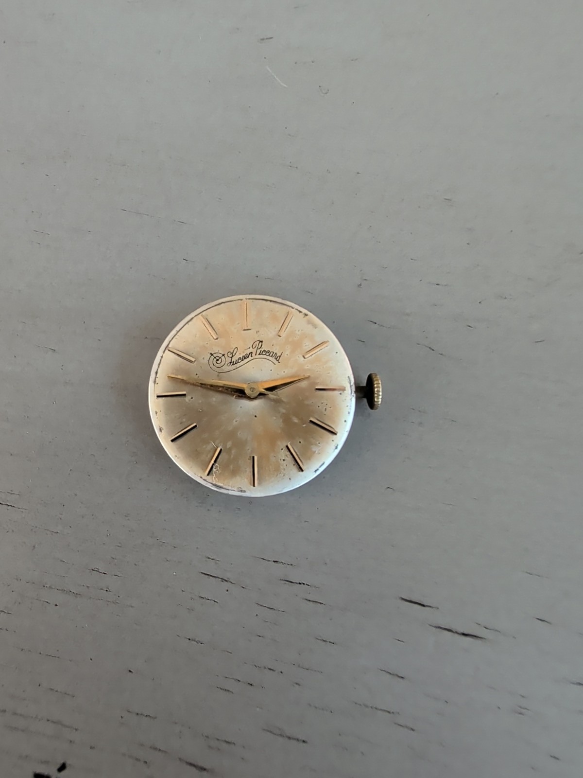 Lucien Picard Watch Movement Swiss 17 Jewel AXU 24mm Gold Dial Ticking