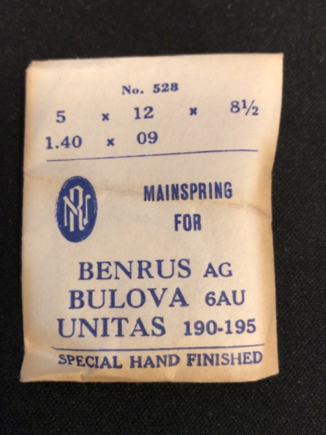 RN Mainspring No. 528 for Bulova 6AU, Benrus AG, Unitas 190, 195 – Steel