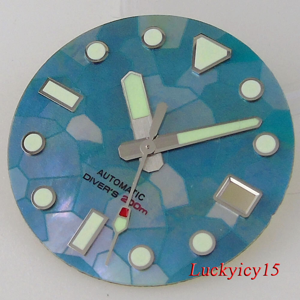 29mm Watch Parts White Blue Watch Dial MOP Fit NH35 NH36 Automatic Mens Watch