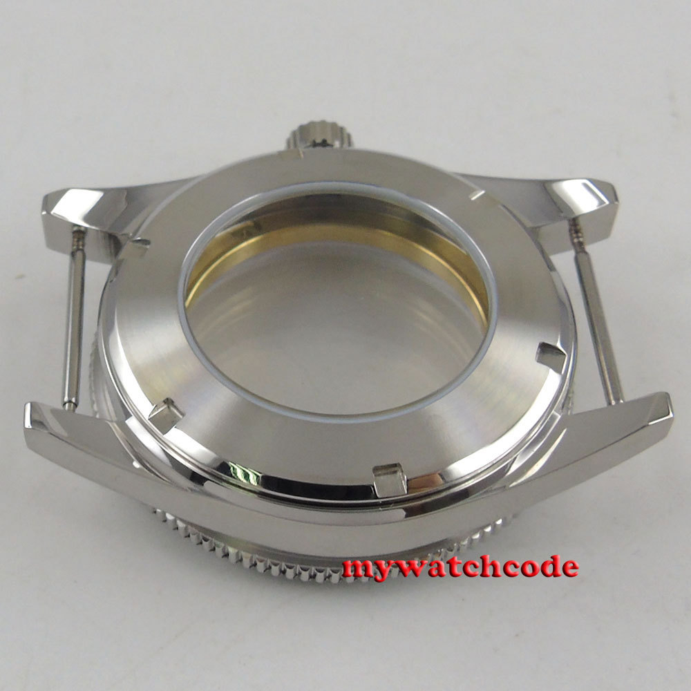 41mm Black Ceramic Bezel Sapphire Glass Wath Case Fit ETA 2836 8215 MOVEMENT