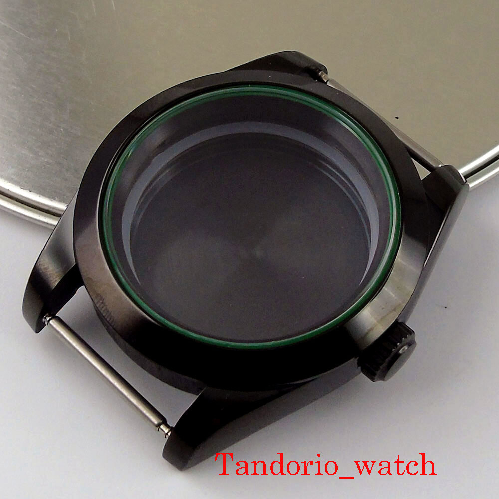 36mm Black PVD Plated Polished Watch Case Sapphire Glass For NH35 NH36 MIYOTA