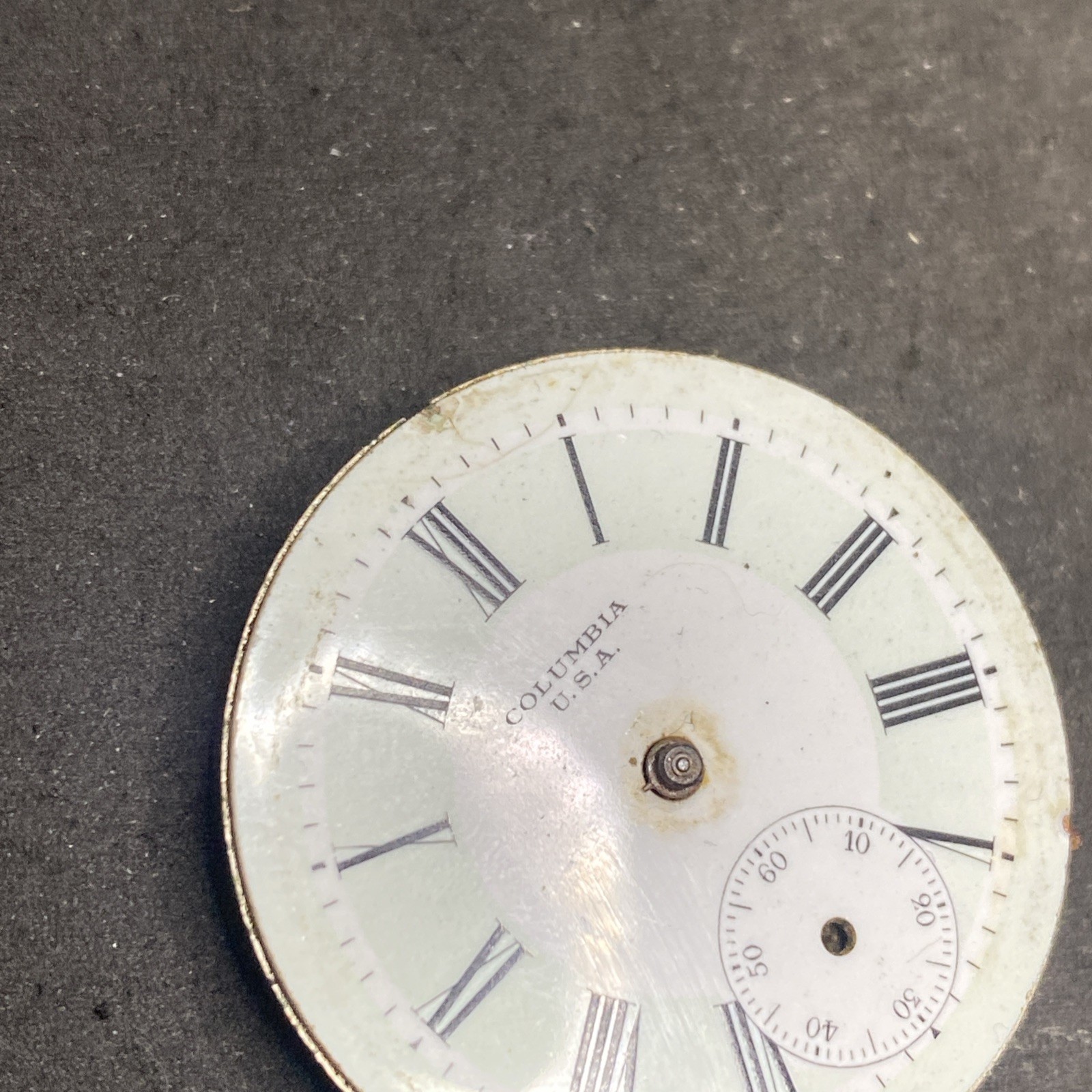 Columbia USA Pocket Watch Movement Green Dial Hunter 6s 7j Parts F8897