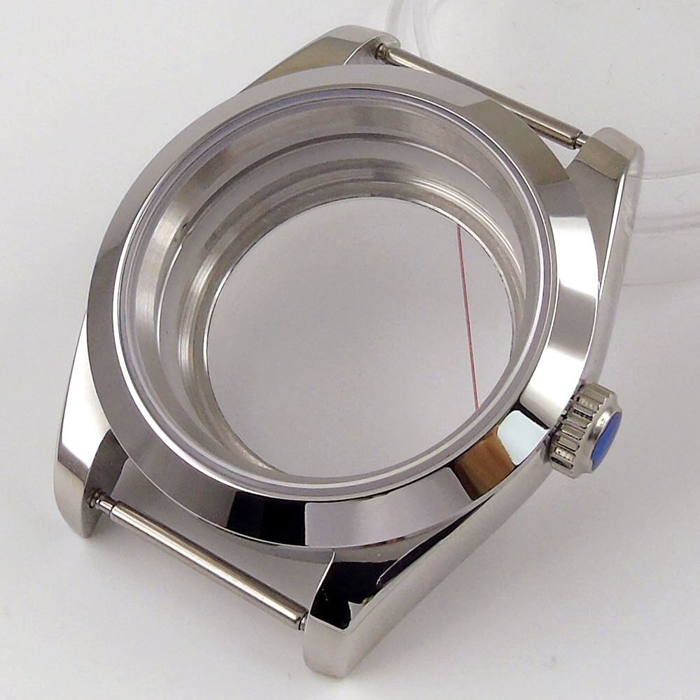 36mm/39mm Fit NH35 NH36 Polished Watch Case Oyster Strap Seeing Back Screw Crown