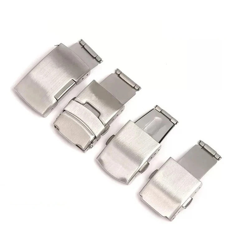 Steel Watch Buckle for Universal Watch Band Silver Double Safety Clasp Stainless