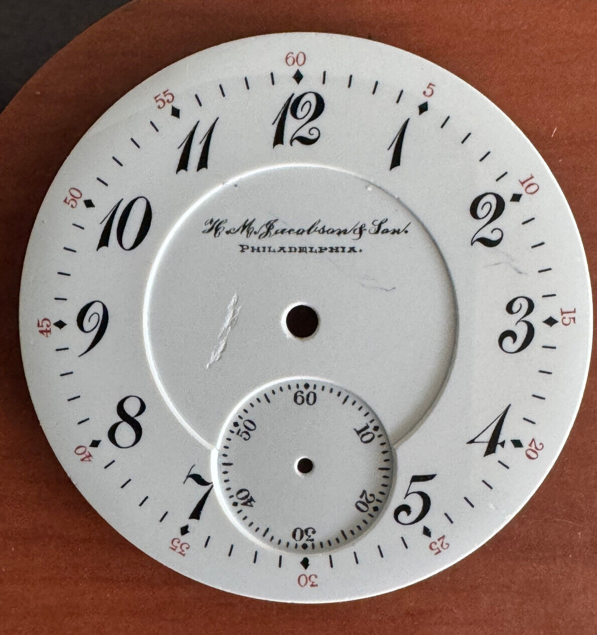 VINTAGE 16 SIZE ILLINOIS PRIVATE LABEL POCKET WATCH PORCELAIN DOUBLE SUNK DIAL