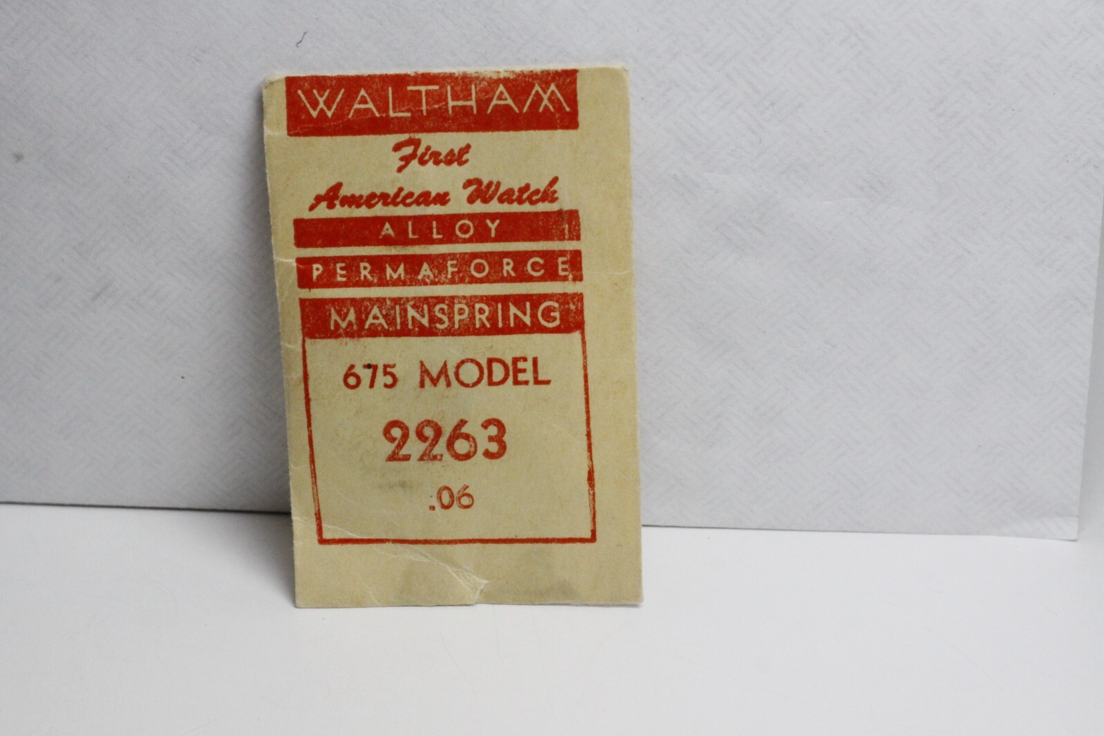 Waltham Factory Mainspring for Model 675 No. 2263 strenght .06- Alloy 18v