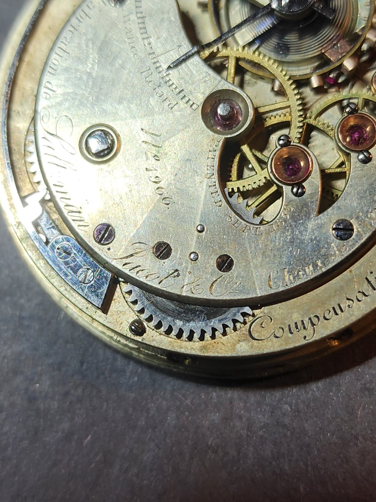 Civil War Era A. Saltzman Jacot & Co Pocket Watch Movement 39mm Nickel Duplex
