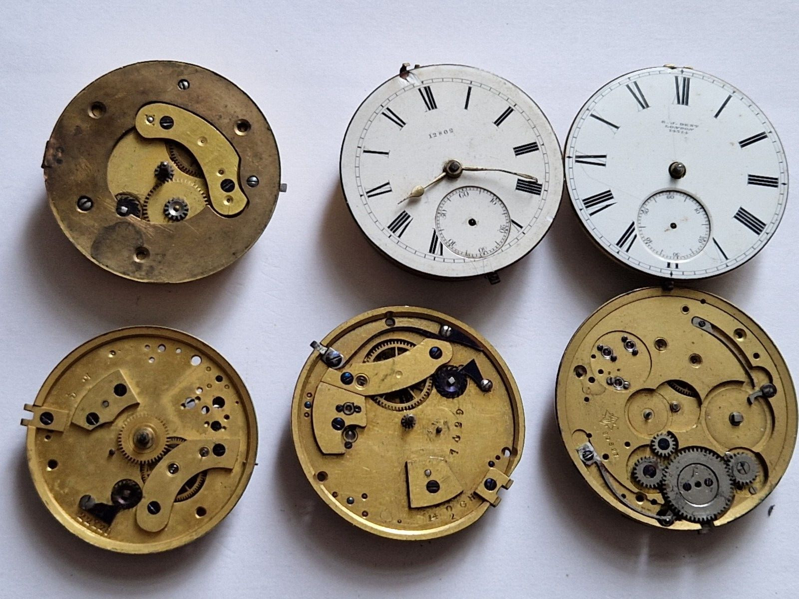 antique pocket watch movements Dent London Leo Wheeler Palfryman joblot