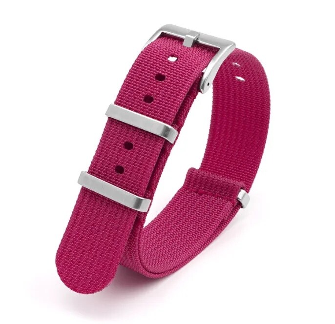 WJB Ribbed Nylon Military Style Watch Strap Large Brushed Buckle – 20 and 22mm
