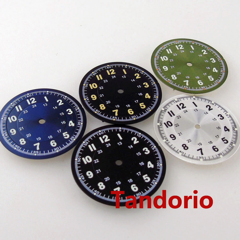 29mm Sunburst Watch Dial Face Fit NH35A NH36A Movement Arabic Numerals Mark Lume