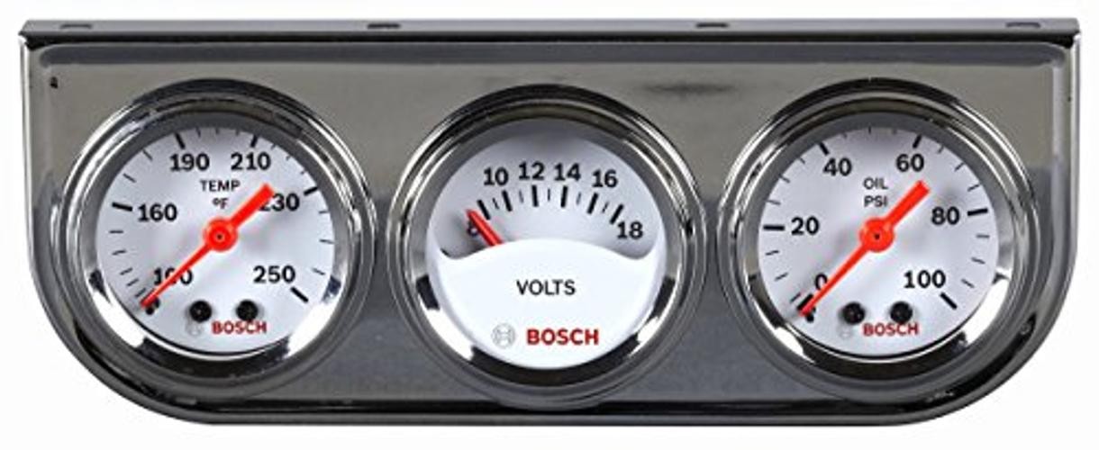 SP0F000039 Style Line 1-1/2″ Mini Triple Gauge Kit (White Dial Face, Chrome
