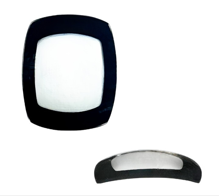 Mineral Crystals Rado Double Dome Curved on all 4 sides Black Trim (45.0×36.5)mm
