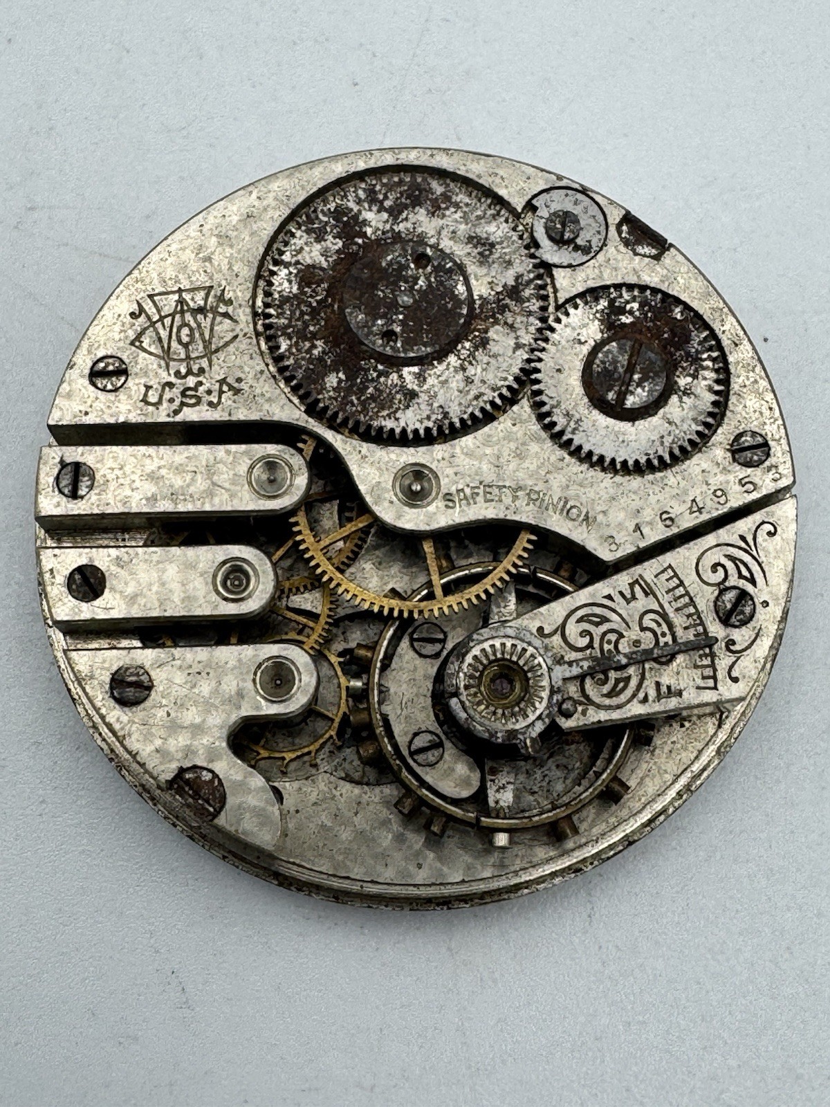 Vintage Trenton Watch Co 16s Model 3 Pocket Watch Movement For Parts Or Repair