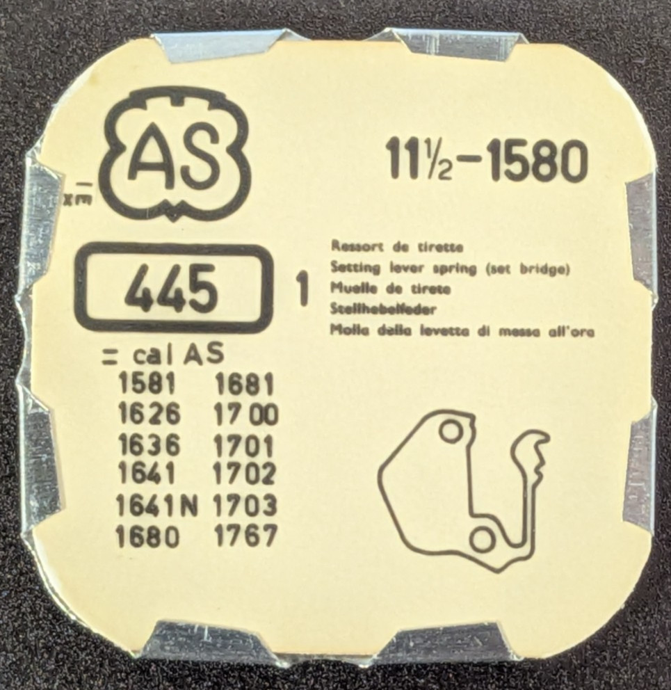 AS A SCHILD PART 445 – SETTING LEVER SPRING – SET BRIDGE CAL 1580 1626 1700 1767