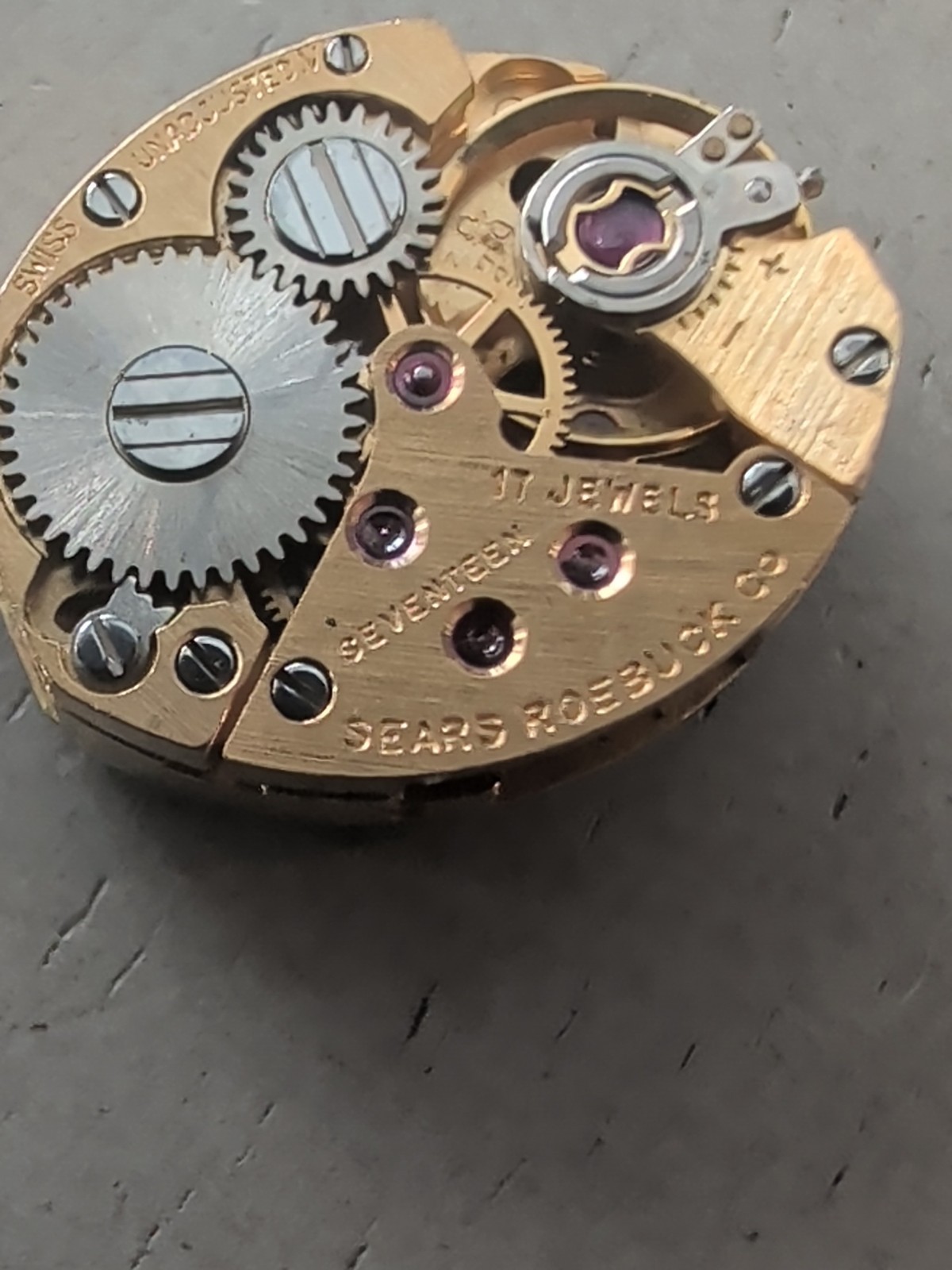 Tradition Sears Roebuck Watch Co. Movement 17 Jewel Parts/Repair