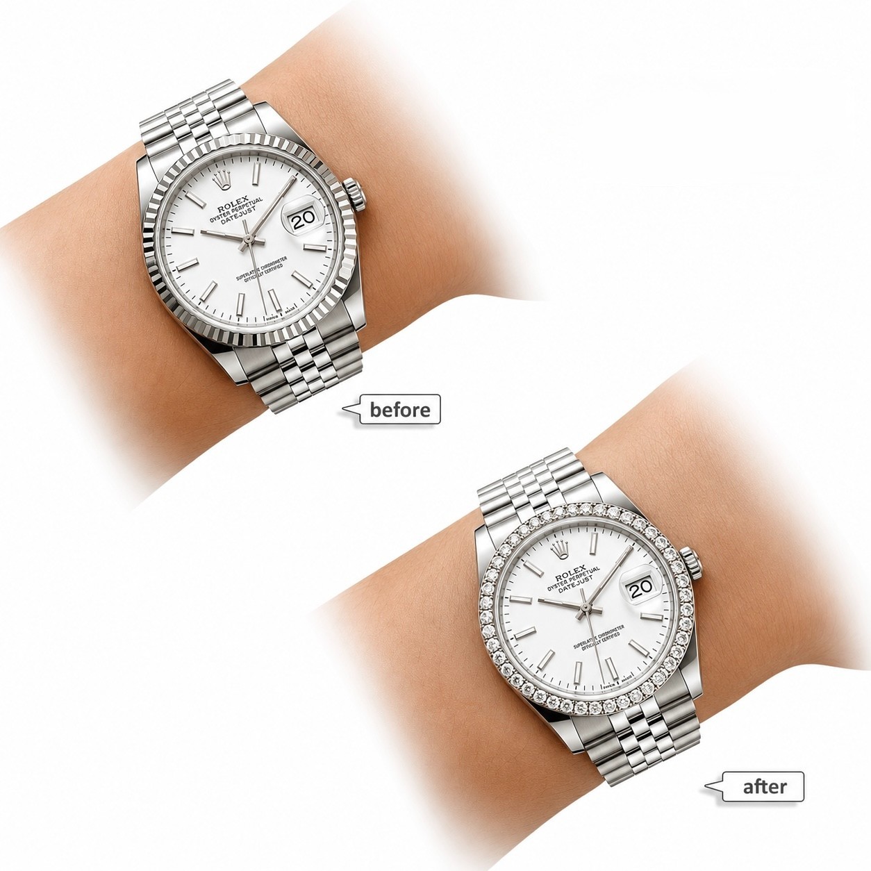 Lab Grown Diamond BEZEL 36.8 MM, Fits to ROLEX Datejust Watch