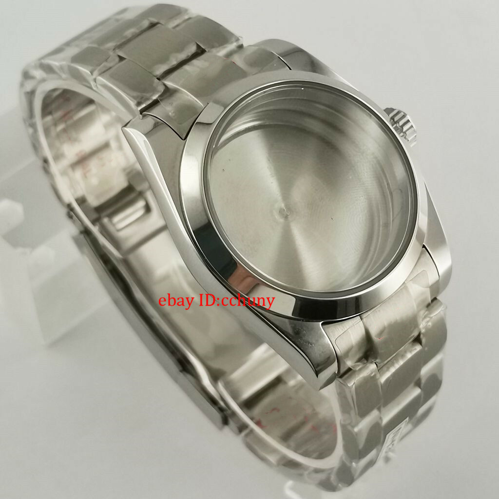 36mm Sapphire glass Steel Watch Case Bracelet Solid Back For NH35 NH36 Movement