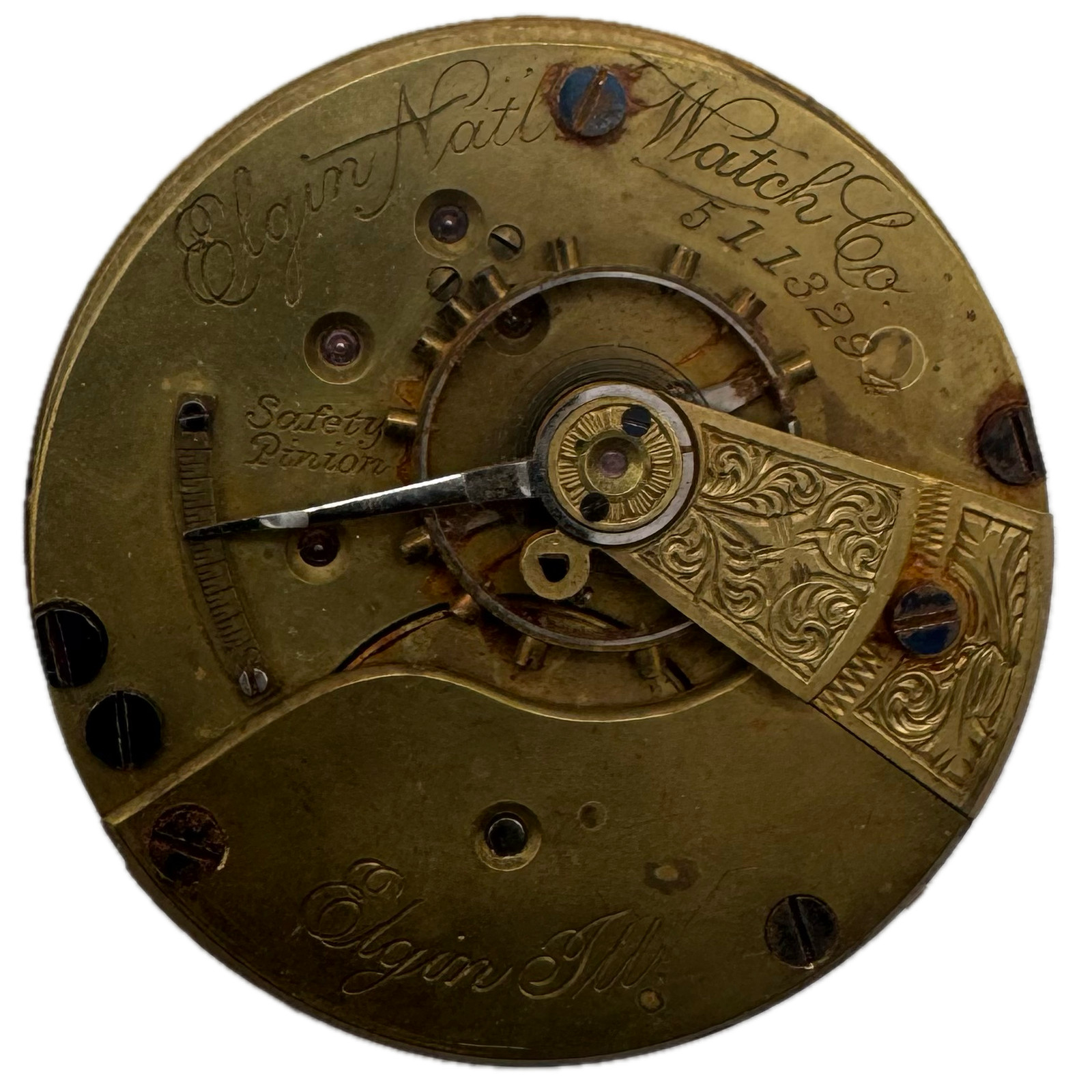Antique 18s Elgin Roman Enamel Dial Gilt Finish 11J Pocket Watch Movement 74 USA