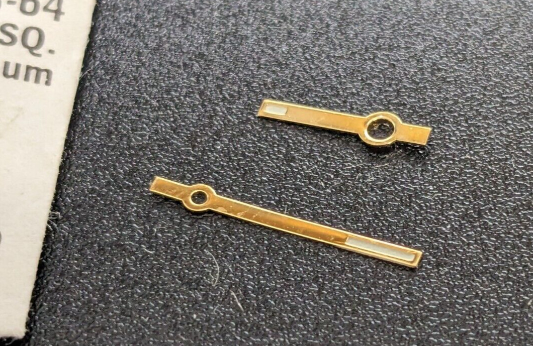 NOS Bulova Caravelle 11DO G SQ 25 LUM Watch Hand Set #63/64 Gold Trit Square