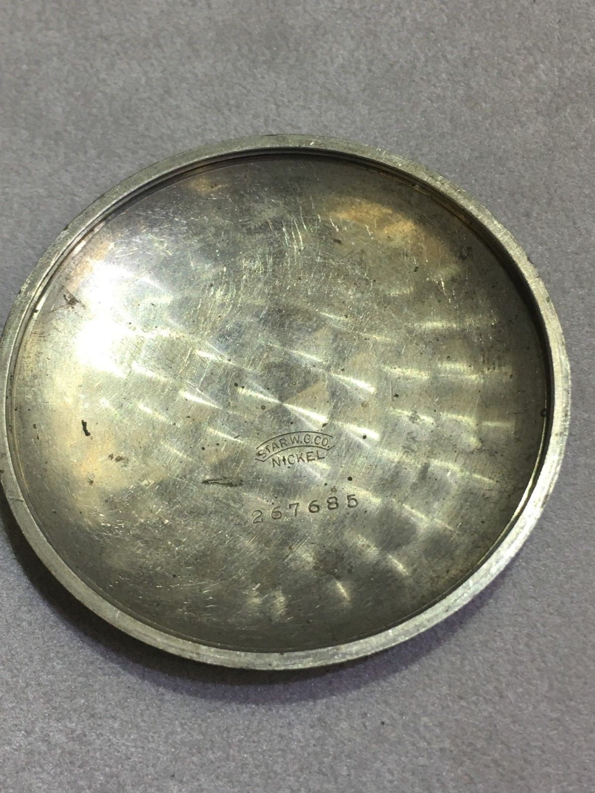 VINTAGE POCKET WATCH CASE STAR W.G. CO. NICKEL 267685 BACK COVER PARTS REPAIR