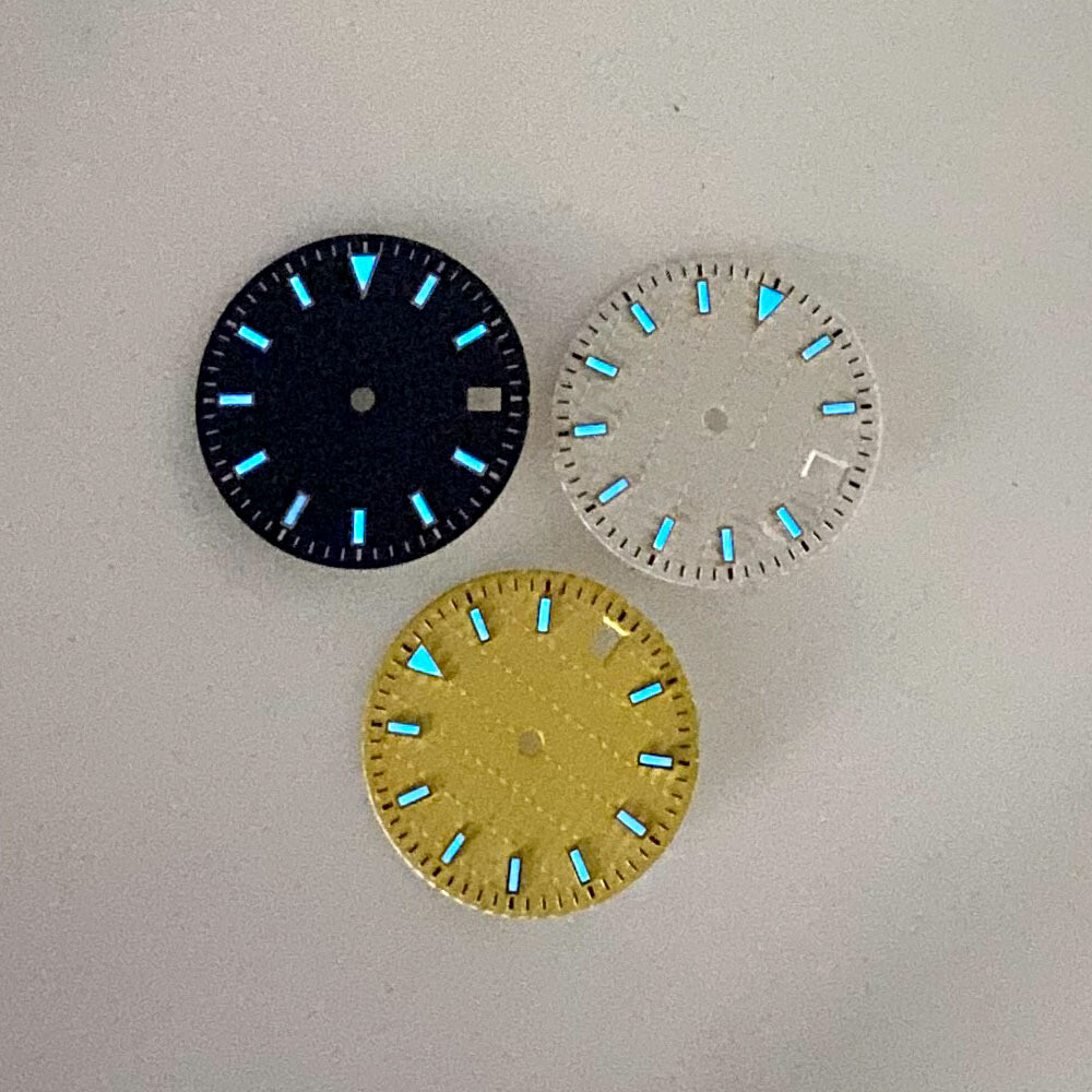 29mm Lume Watch Dial Sterile Face For NH35/NH35A Blue/Yellow/White Date Window
