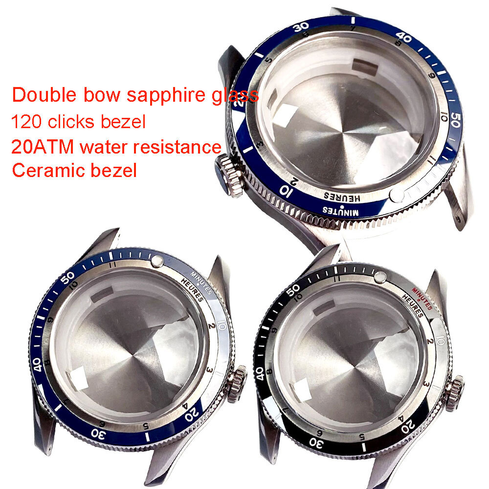 20ATM 40mm Bow Sapphire Glass Watch Case + Bracelet Fit NH34A NH35A NH36A 2824